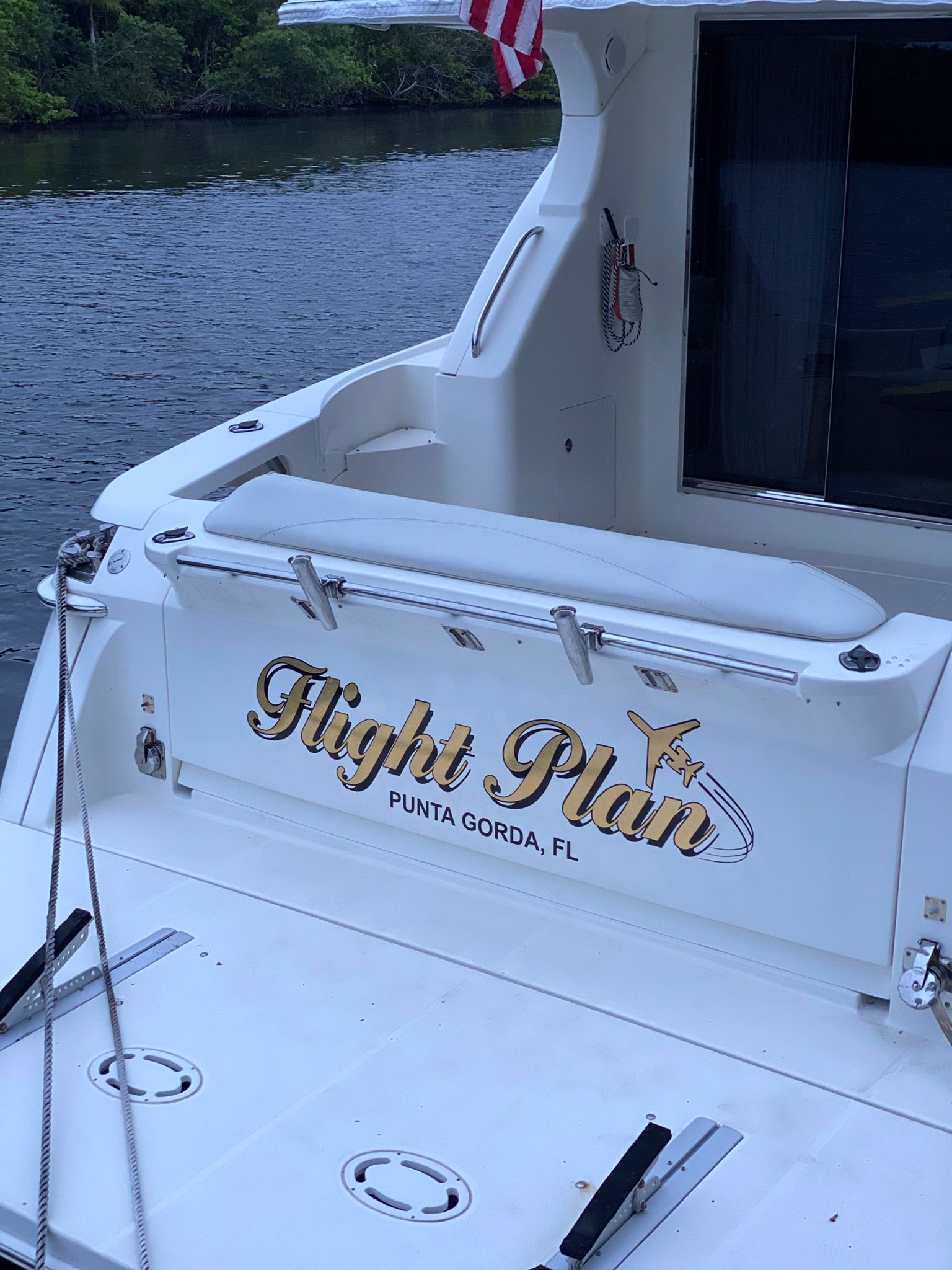 Luxury yacht with custom graphics