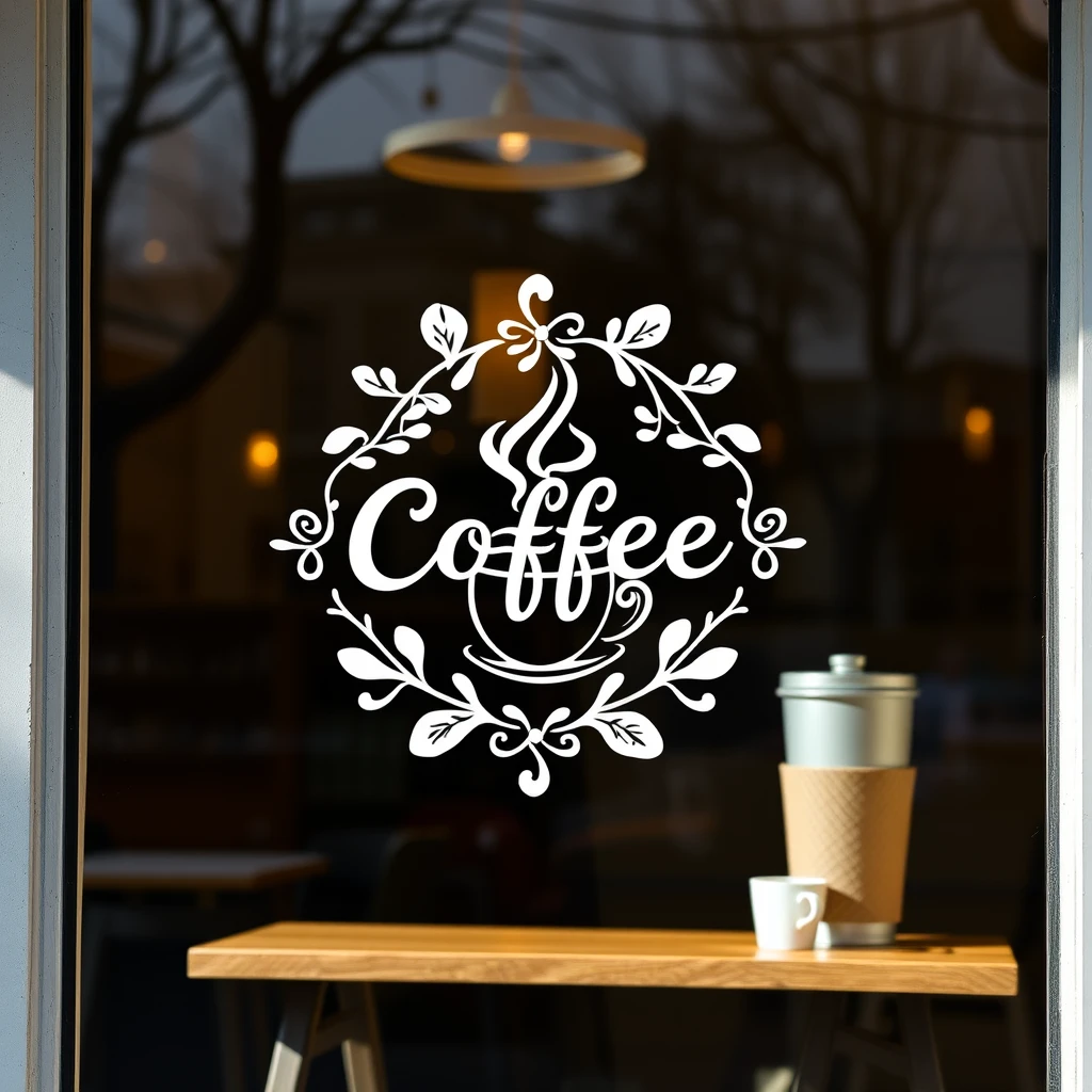 Window with custom lettering for a business